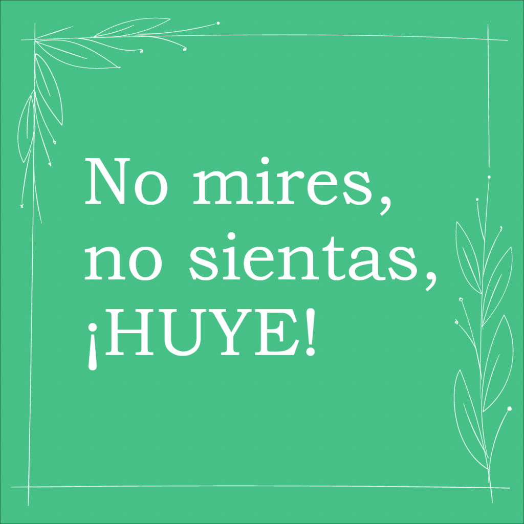 no mires, no sientas huye